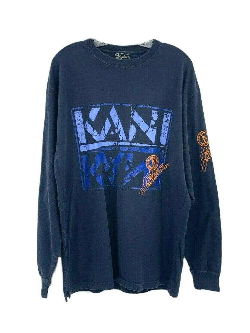 Karl Kani Jeans Men's L Blue Vintage Graphic Long Sleeve Shirt Retro 90's Vtg